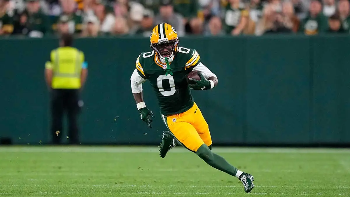 Green Bay Packers wide receiver Matthew Golden (0) during the game against the Atlanta Falcons at Lambeau Field.